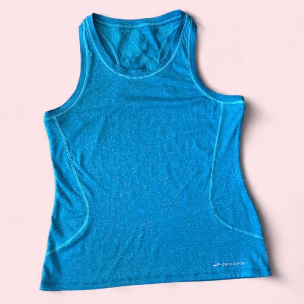 Brooks Running Teal Blue Heather Racerback Athletic Tank Top Fits Size Small